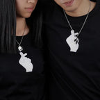 Colliers pour Couples Meilleurs Amis Pendentif Coeur argent et noir 2