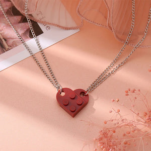 Colliers pour Couples d'Amis Pendentif Coeur Fashion rouge foncé