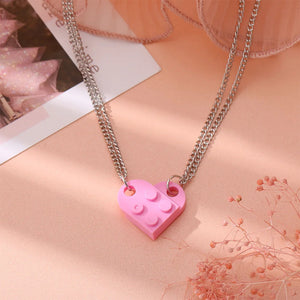 Colliers pour Couples d'Amis Pendentif Coeur Fashion rose