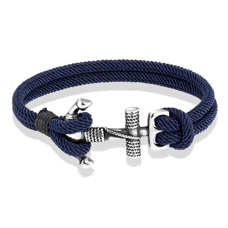 Bracciale doppia ancora da uomo blu