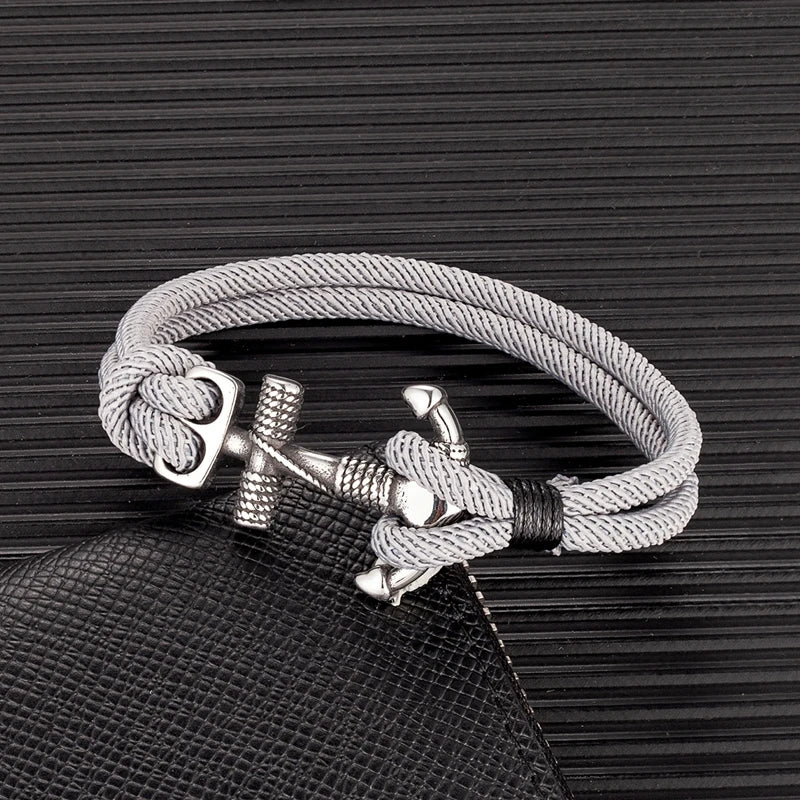 Bracciale doppia ancora da uomo grigio