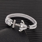 Bracciale doppia ancora da uomo grigio