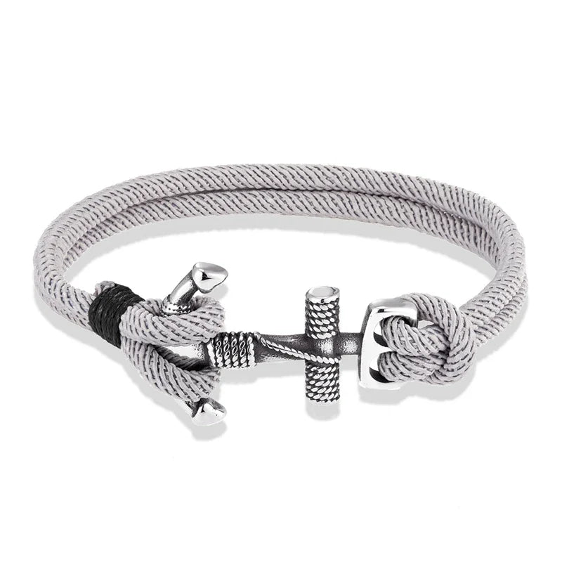Bracciale doppia ancora da uomo grigio