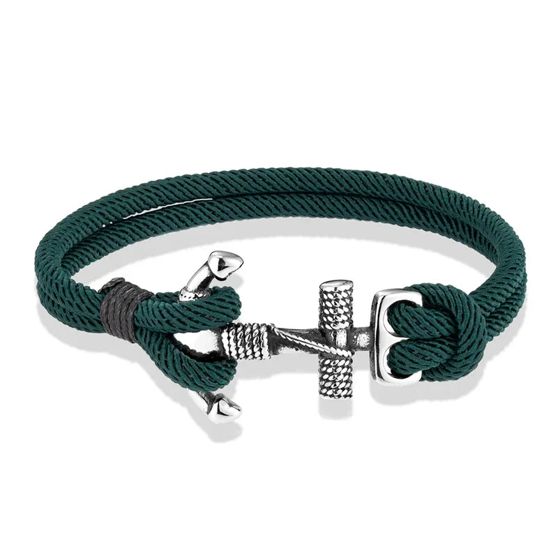 Bracciale doppia ancora da uomo verde