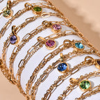 Double bracelet doré avec pierre de naissance