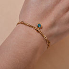 Double bracelet doré avec pierre de naissance