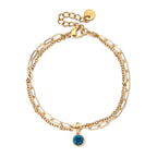 Double bracelet doré avec pierre de naissance