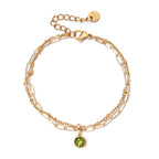 Double bracelet doré avec pierre de naissance
