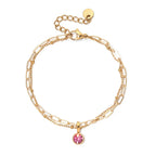 Double bracelet doré avec pierre de naissance