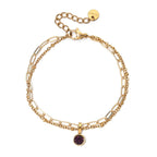 Double bracelet doré avec pierre de naissance