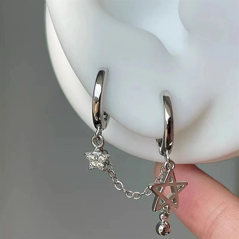 Doubles Boucles d'Oreilles Créoles Etoiles de David