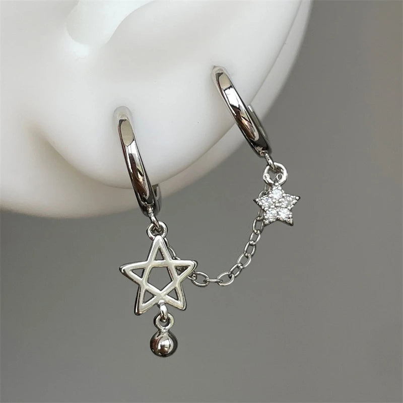 Doubles Boucles d'Oreilles Créoles Etoiles de David