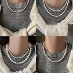 Elégant Collier Ras de Cou en Perles Blanches