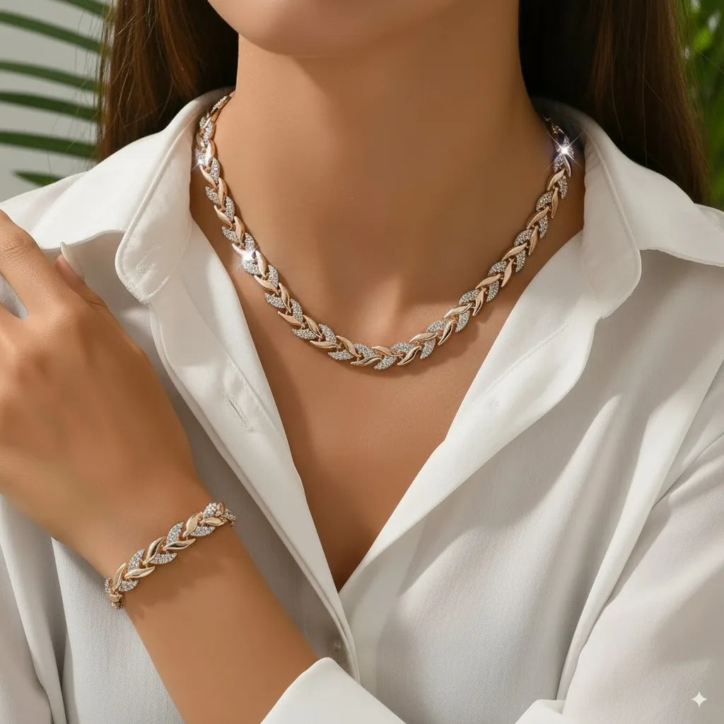 Ensemble queue de poisson crystal - collier et bracelet
