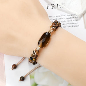 Gourmette Oeil de Tigre Femme Bracelet en Cuir