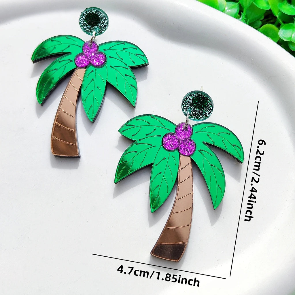 Grandes boucles d'oreilles colorées palmier