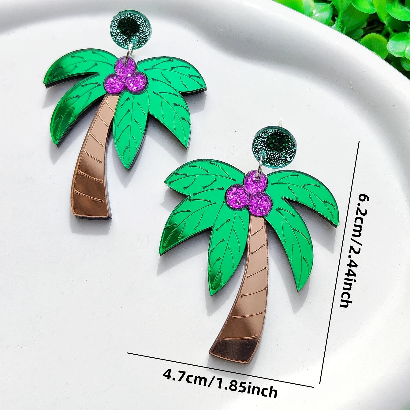 Grandes boucles d'oreilles colorées palmier