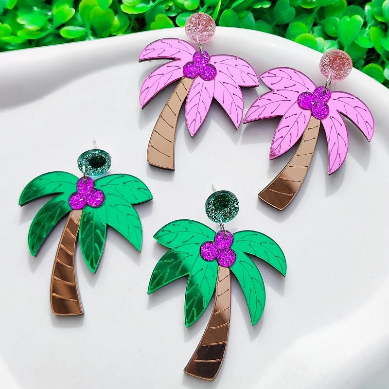 Große bunte Ohrringe Palme 