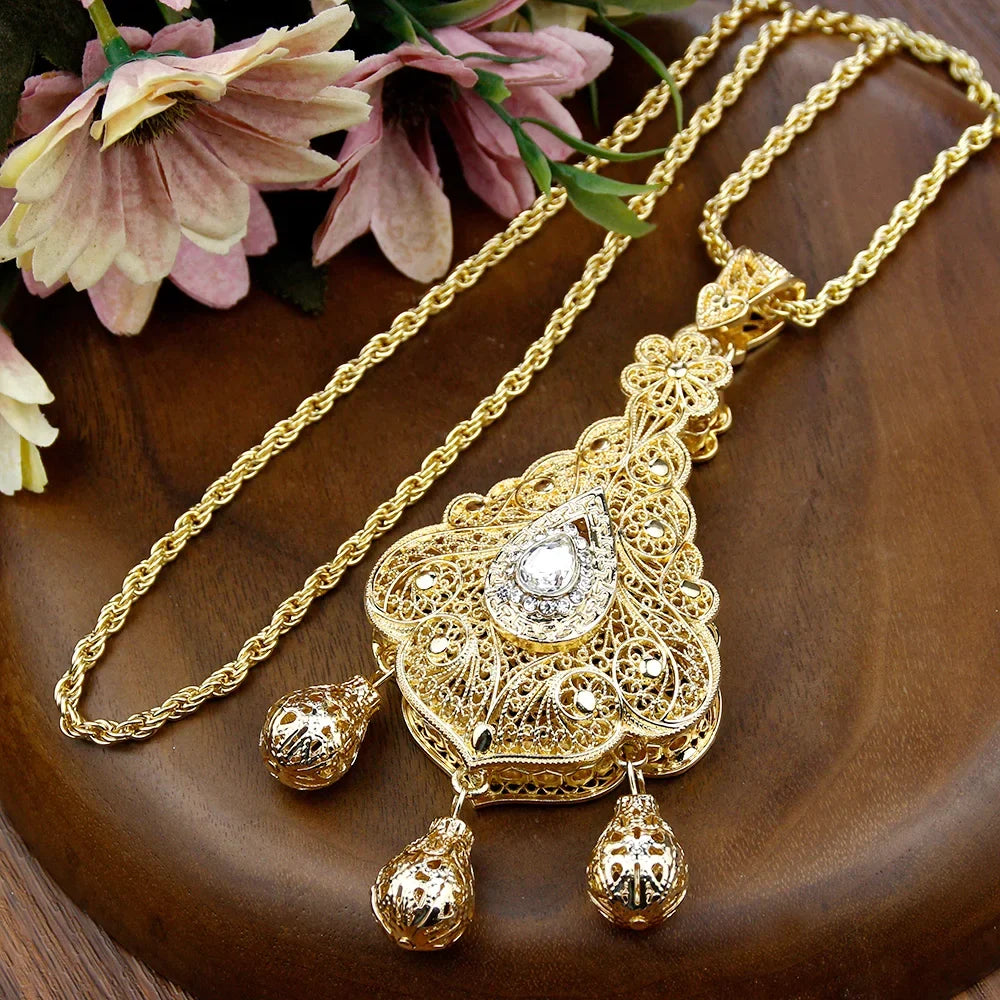 Lange ketting met traditionele hanger voor Arabische bruiloft wit