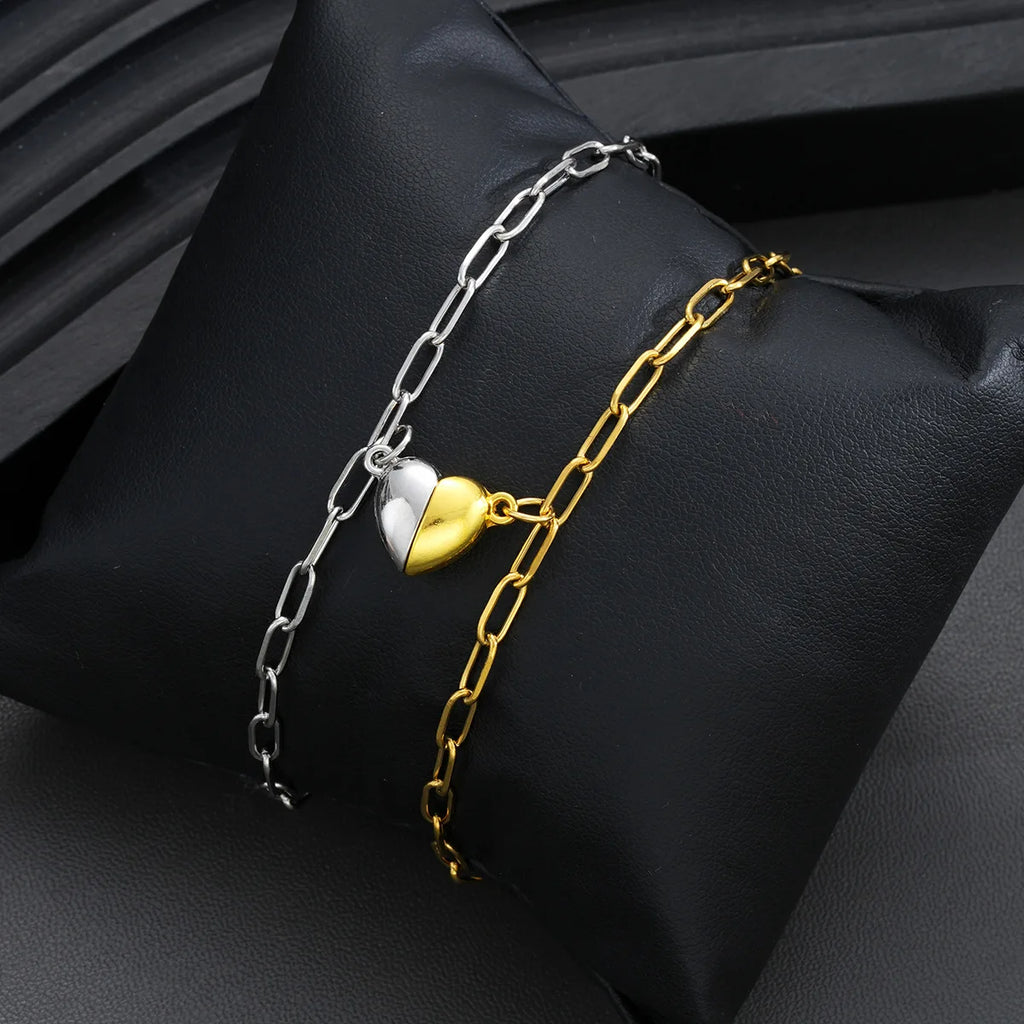 Lot de 2 Bracelets Demi-Coeur pour Couple