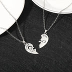 Lot de 2 Colliers avec Pendentifs Demi-Coeur "I Love You" pour Couple d'Amoureux