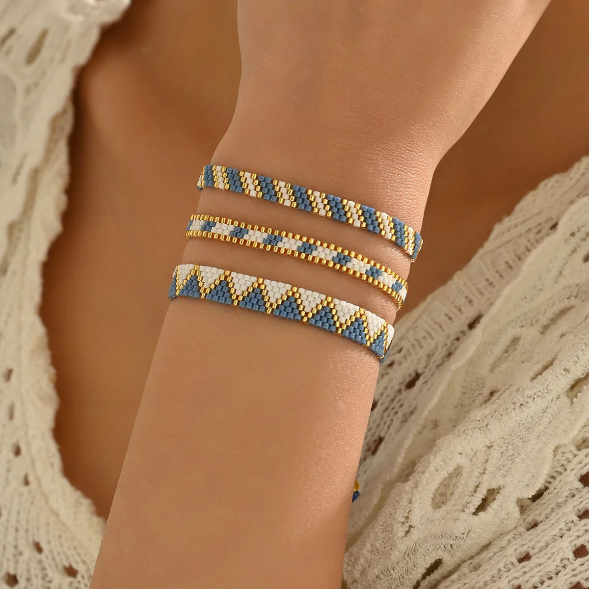 Set aus 3 feinen brasilianischen Armbändern mit traditioneller Flechttechnik