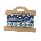 Set aus 3 brasilianischen Armbändern im ethnischen Stil, handgefertigt, blau