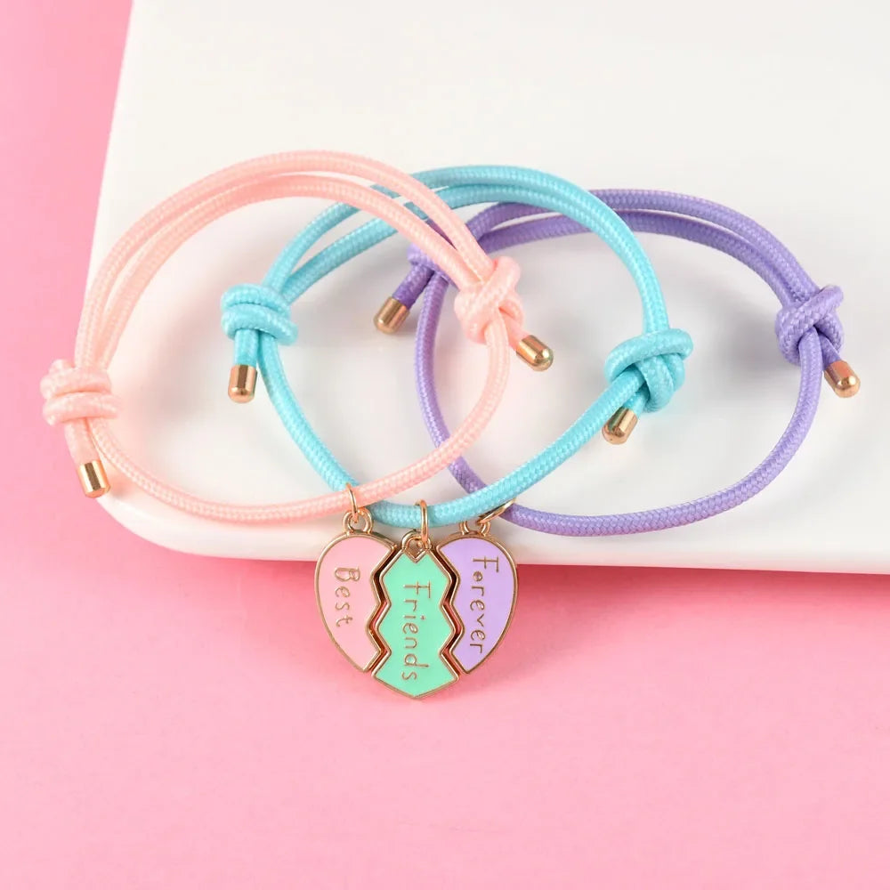Lot de 3 Bracelets en Corde pour Trio de Meilleurs Amis or