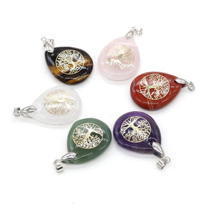 Pendentif Boule Pierre Naturelle Arbre de Vie