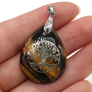 Pendentif Boule Pierre Naturelle Arbre de Vie