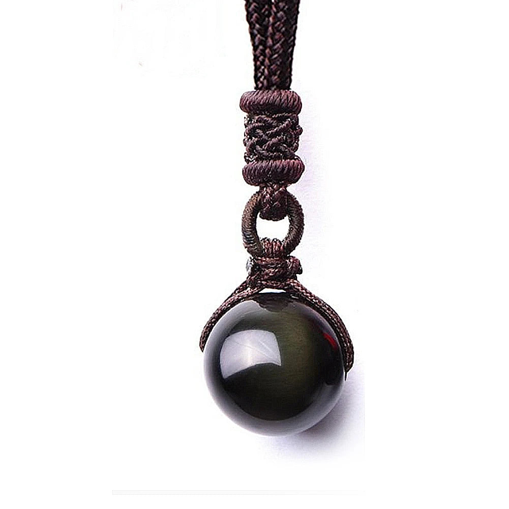 Pendentif "Sphère" en Obsidienne Dorée Bouclier Energétique