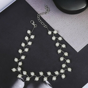 Collier Original Ras de Cou en Perles Blanches argent