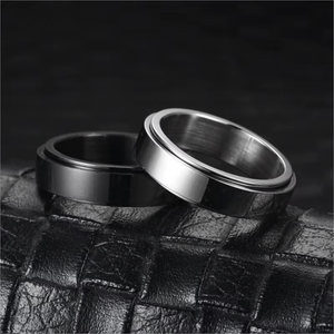 Bague Anneau Pour Femme Anti-Stress Tournant noir