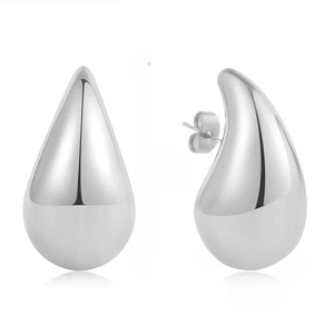 Imposantes Boucles d'Oreilles Clou Goutte d'Eau argent