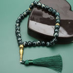 Tasbih Long 33 Perles noir - chapelet de prière musulman vert