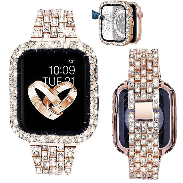 Bracelet Apple Watch avec Boîtier Diamants