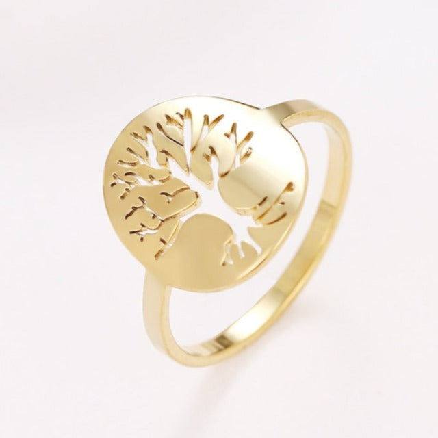 Lebensbaum Ring in Goldfarbe