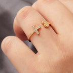Ring mit Kreuz für Damen Gold & Silber Gold