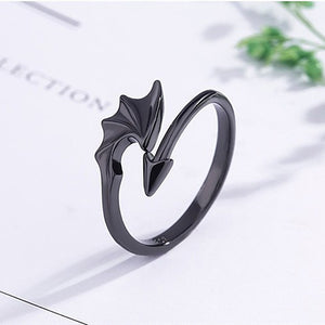 Bague Dragon Argent Homme Femme noir