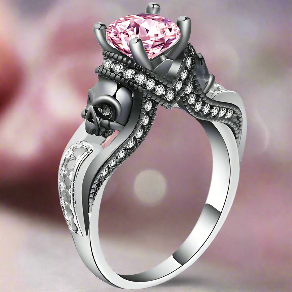 Skull Engagement Ring Pink Skull Ring Fine Skull Ring Artistika