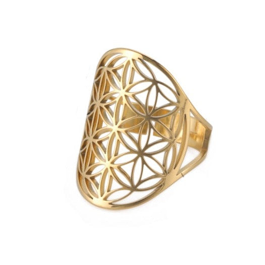 Bague Fleur de Vie Dawapara Mandala or