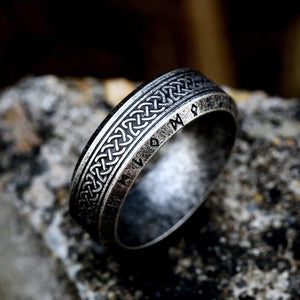 Bague Viking Ancienne avec Runes argent