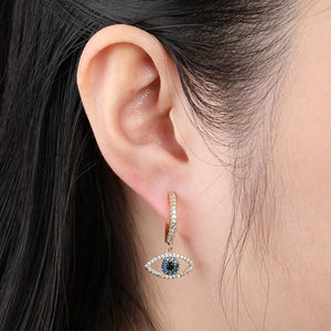 Boucle d'Oreille Oeil Bleu argent