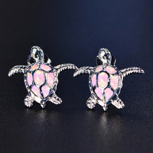 Boucle d'Oreille Tortue de Mer rose