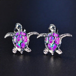 Boucle d'Oreille Tortue de Mer violet