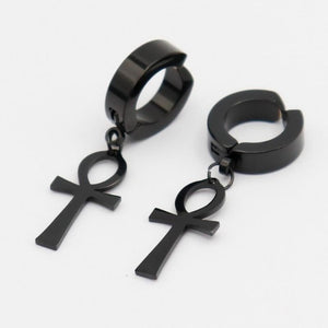 Boucles d'Oreille Ankh noir