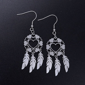 Boucles d'oreille Coeur Attrape Rêve argent