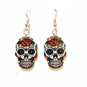 Boucles d'Oreille Tête de Mort Mexicaine blanc