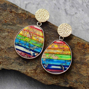 Boucles d'Oreilles 7 Chakras Pendantes Femme