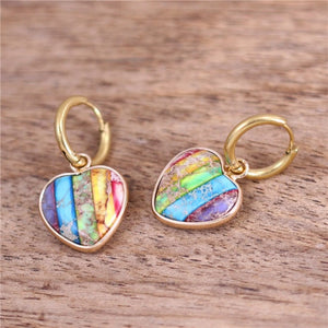 Boucles d'Oreilles 7 Chakras Pierres Femme